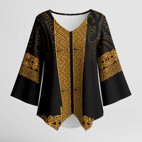 New Zealand Maori Kowhaiwhai Kimono Sleeve Blouse Karaka Maui and Mangopare - Polynesian Pride