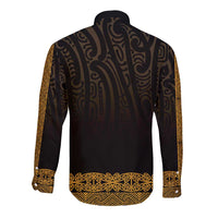New Zealand Maori Kowhaiwhai Long Sleeve Button Shirt Karaka Maui and Mangopare