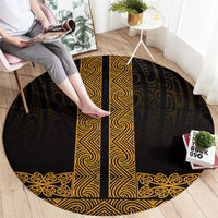 New Zealand Maori Kowhaiwhai Round Carpet Karaka Maui and Mangopare
