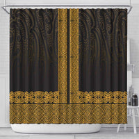 New Zealand Maori Kowhaiwhai Shower Curtain Karaka Maui and Mangopare