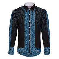 New Zealand Maori Kowhaiwhai Family Matching Puletasi and Hawaiian Shirt Kikorangi Maui and Mangopare