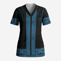 New Zealand Maori Kowhaiwhai Scrub Top Kikorangi Maui and Mangopare - Polynesian Pride