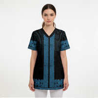 New Zealand Maori Kowhaiwhai Scrub Top Kikorangi Maui and Mangopare - Polynesian Pride