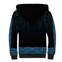 New Zealand Maori Kowhaiwhai Sherpa Hoodie Kikorangi Maui and Mangopare