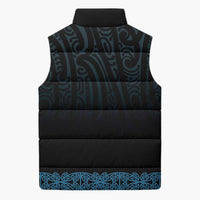 New Zealand Maori Kowhaiwhai Sleeveless Puffer Jacket Kikorangi Maui and Mangopare - Polynesian Pride