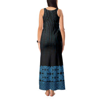 New Zealand Maori Kowhaiwhai Tank Maxi Dress Kikorangi Maui and Mangopare