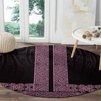 New Zealand Maori Kowhaiwhai Round Carpet Mawhero Maui and Mangopare