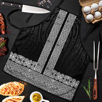 New Zealand Maori Kowhaiwhai Apron Pango Maui and Mangopare LT9 Black - Polynesian Pride
