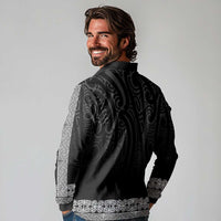 New Zealand Maori Kowhaiwhai Long Sleeve Polo Shirt Pango Maui and Mangopare