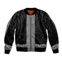 New Zealand Maori Kowhaiwhai Sleeve Zip Bomber Jacket Pango Maui and Mangopare