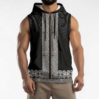 New Zealand Maori Kowhaiwhai Sleeveless Zip Hoodie Pango Maui and Mangopare - Polynesian Pride