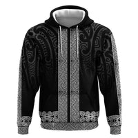 New Zealand Maori Kowhaiwhai Zip Hoodie Pango Maui and Mangopare