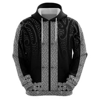 New Zealand Maori Kowhaiwhai Zip Hoodie Pango Maui and Mangopare