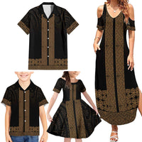 New Zealand Maori Kowhaiwhai Family Matching Summer Maxi Dress and Hawaiian Shirt Parauri Maui and Mangopare