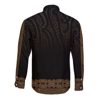 New Zealand Maori Kowhaiwhai Long Sleeve Button Shirt Parauri Maui and Mangopare