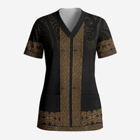 New Zealand Maori Kowhaiwhai Scrub Top Parauri Maui and Mangopare - Polynesian Pride