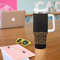 New Zealand Maori Kowhaiwhai Tumbler With Handle Parauri Maui and Mangopare