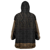 New Zealand Maori Kowhaiwhai Wearable Blanket Hoodie Parauri Maui and Mangopare
