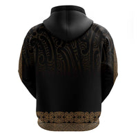 New Zealand Maori Kowhaiwhai Zip Hoodie Parauri Maui and Mangopare
