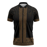 New Zealand Maori Kowhaiwhai Zipper Polo Shirt Parauri Maui and Mangopare - Polynesian Pride