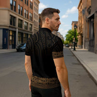 New Zealand Maori Kowhaiwhai Zipper Polo Shirt Parauri Maui and Mangopare - Polynesian Pride