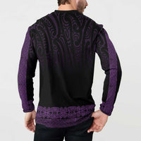 New Zealand Maori Kowhaiwhai Button Sweatshirt Waiporoporo Maui and Mangopare