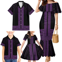New Zealand Maori Kowhaiwhai Family Matching Mermaid Dress and Hawaiian Shirt Waiporoporo Maui and Mangopare