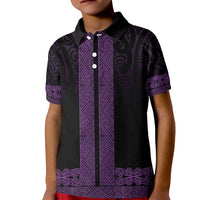 New Zealand Maori Kowhaiwhai Kid Polo Shirt Waiporoporo Maui and Mangopare
