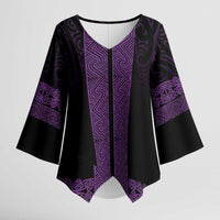 New Zealand Maori Kowhaiwhai Kimono Sleeve Blouse Waiporoporo Maui and Mangopare - Polynesian Pride