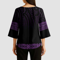 New Zealand Maori Kowhaiwhai Kimono Sleeve Blouse Waiporoporo Maui and Mangopare - Polynesian Pride