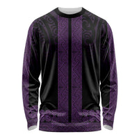 New Zealand Maori Kowhaiwhai Long Sleeve Shirt Waiporoporo Maui and Mangopare