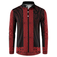 New Zealand Maori Kowhaiwhai Button Sweatshirt Whero Maui and Mangopare