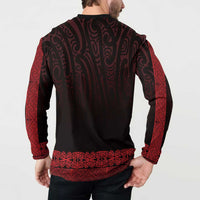 New Zealand Maori Kowhaiwhai Button Sweatshirt Whero Maui and Mangopare