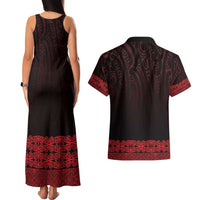 New Zealand Maori Kowhaiwhai Couples Matching Tank Maxi Dress and Hawaiian Shirt Whero Maui and Mangopare