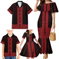 New Zealand Maori Kowhaiwhai Family Matching Mermaid Dress and Hawaiian Shirt Whero Maui and Mangopare