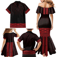 New Zealand Maori Kowhaiwhai Family Matching Mermaid Dress and Hawaiian Shirt Whero Maui and Mangopare