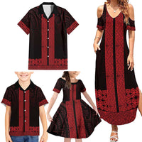 New Zealand Maori Kowhaiwhai Family Matching Summer Maxi Dress and Hawaiian Shirt Whero Maui and Mangopare