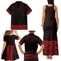 New Zealand Maori Kowhaiwhai Family Matching Tank Maxi Dress and Hawaiian Shirt Whero Maui and Mangopare