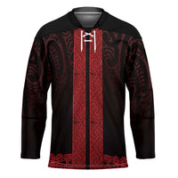 New Zealand Maori Kowhaiwhai Hockey Jersey Whero Maui and Mangopare LT9 Unisex Red - Polynesian Pride
