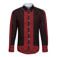 New Zealand Maori Kowhaiwhai Long Sleeve Button Shirt Whero Maui and Mangopare