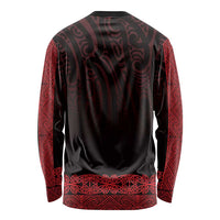 New Zealand Maori Kowhaiwhai Long Sleeve Shirt Whero Maui and Mangopare