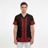 New Zealand Maori Kowhaiwhai Scrub Top Whero Maui and Mangopare - Polynesian Pride
