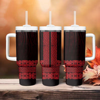 New Zealand Maori Kowhaiwhai Tumbler With Handle Whero Maui and Mangopare