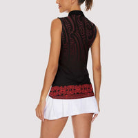 New Zealand Maori Kowhaiwhai Women Sleeveless Polo Shirt Whero Maui and Mangopare