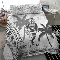 Custom Fiji Black Fern Bedding Set Maori Warroir with Fijian Masi Pattern LT9 - Polynesian Pride