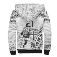 Custom Fiji Black Fern Sherpa Hoodie Maori Warroir with Fijian Masi Pattern LT9 - Polynesian Pride