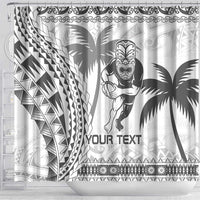 Custom Fiji Black Fern Shower Curtain Maori Warroir with Fijian Masi Pattern