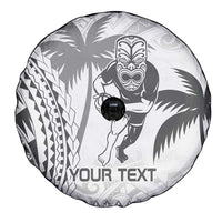 Custom Fiji Black Fern Spare Tire Cover Maori Warroir with Fijian Masi Pattern