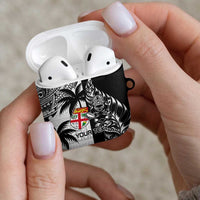 Fiji New Zealand Rugby Personalised AirPods Case Maori and Tapa Pattern - Polynesian Pride