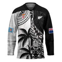Fiji New Zealand Rugby Personalised Hockey Jersey Maori and Tapa Pattern - Polynesian Pride